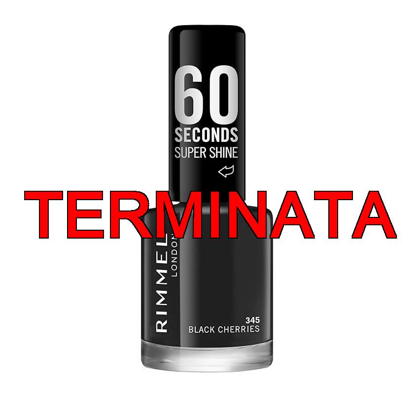Rimmel 60 Seconds Super Shine Smalto, Smalto asciugatura rapida, Colore vibrante, A lunga tenuta, 8 ml, 345 Black Cherries