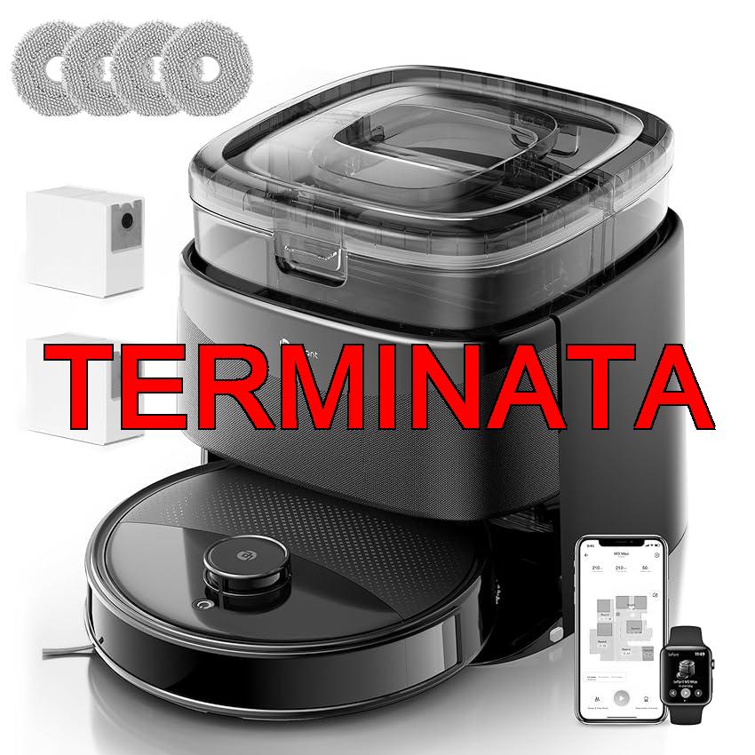 LEFANT M3 Robot Aspirapolvere Lavapavimenti con Mappatura, 12000Pa, LiDAR dToF, Ostacoli PSD, Mop Rotanti con Lavaggio Mop a 45°C e Asciugatura, Autosvuotante 3,2L, App Alexa WiFi 2.4G, 5G, Nero