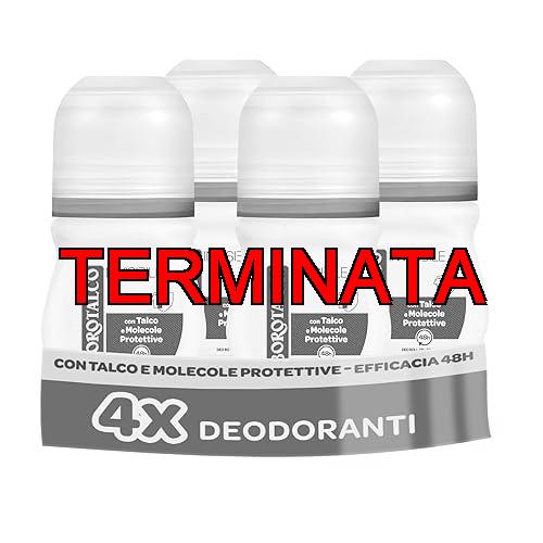 Borotalco, Deodorante Roll-On Invisibile Grigio, con Talco Effetto Barriera, Cattura e Non Trasferisce Aloni, 48h efficacia, Senza Alcool,Profumo Classico – 4 Pezzi da 50 ml – Esclusiva Amazon