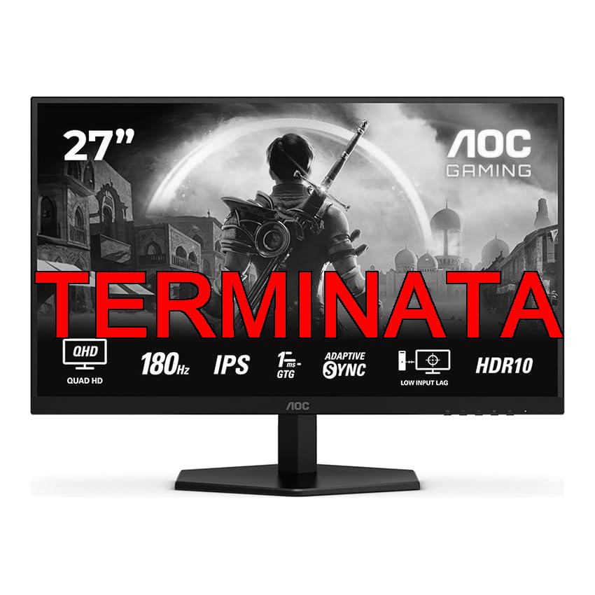 AOC Gaming Q27G42XE Monitor Quad HD da 27 pollici, 180 Hz, 1 ms, FreeSync Prem., G-Sync comp., HDR10 2560×1440, 2x HDMI 2.0, 1x DisplayPort 1.4 nero, 27 pollice QHD, Regolazione altezza – Gsync