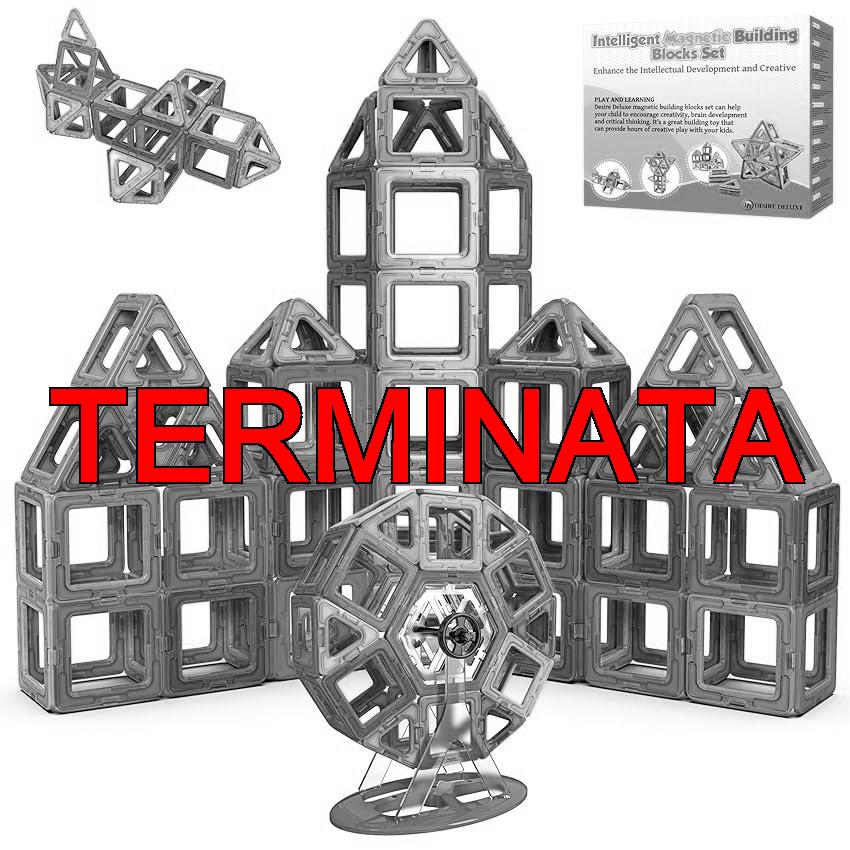 Desire Deluxe 94 PEZZI Costruzioni Magnetiche per Bambini Gioco Educativo e Creativo per Bimbi da 3 Anni Plastica ABS Alimentare Atossica 94 Blocchi Magnetici con Angoli Smussati Diverse Forme