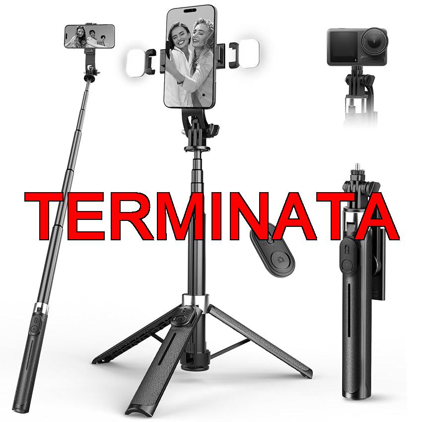 RISEOFLE 110cm Bastone Selfie Treppiede con 2 Luci di Riempimento, Treppiede per Smartphone Portatile Estensibile con Telecomando Wireless, Selfie Stick Compatibile con iPhone, Samsung, GoPro, Camera