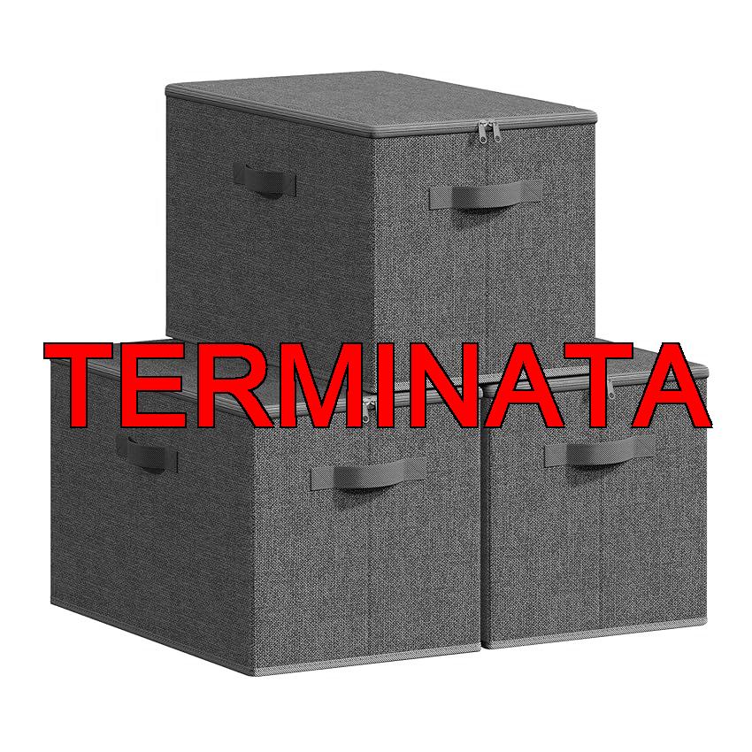 SONGMICS Scatole Portaoggetti con Coperchio, Contenitori Pieghevoli con Maniglie, Organizzatori per Vestiti, Set di 3, 50 x 30 x 30 cm, Tessuto non Tessuto, Grigio Ardesia RZB050GN02