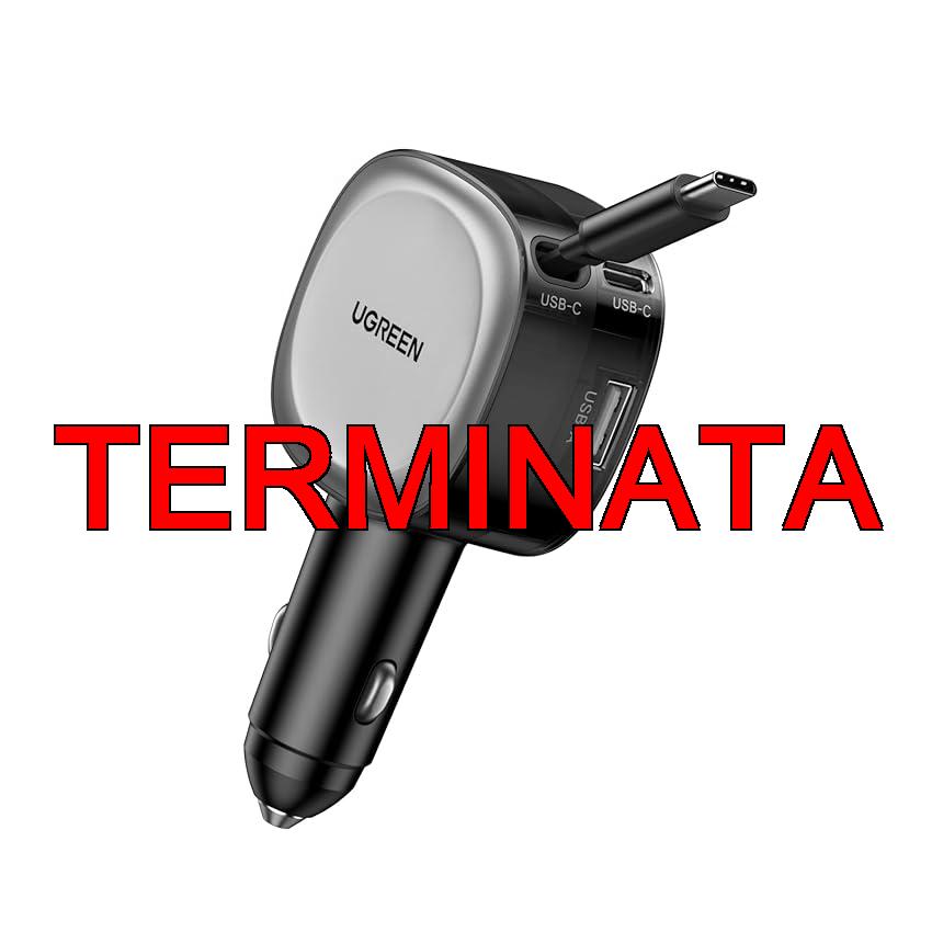 UGREEN 75W Retrattile Caricatore Auto, Caricabatteria Accendisigari USB C Ricarica Rapida PD 3.0 QC 3.0, Compatibile con iPhone 17 Pro Max Air, 16, 15, Samsung Galaxy S25, 24, Pixel10, 9, MacBook, iPad