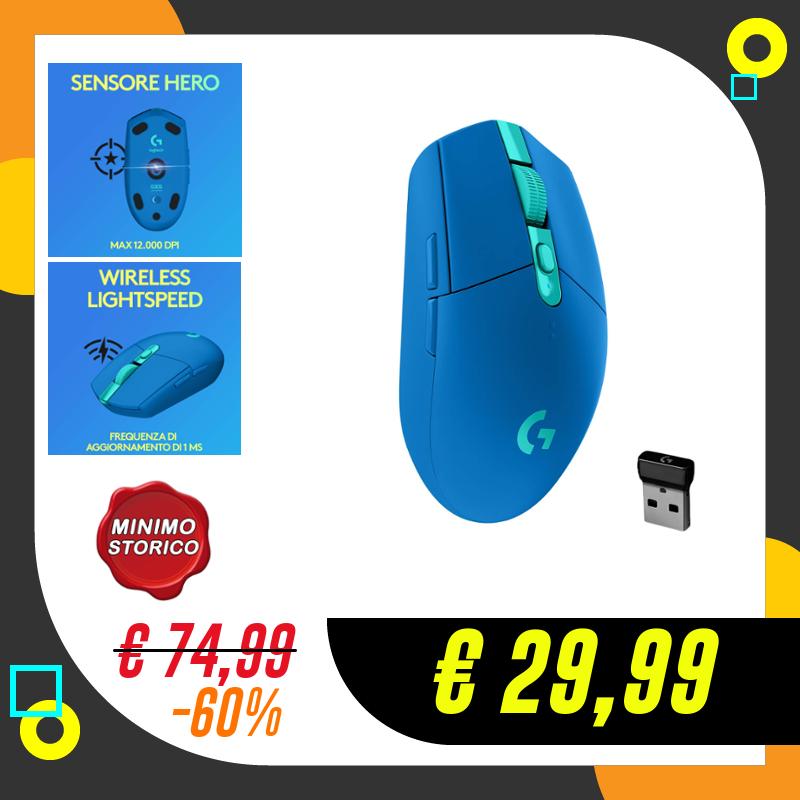 Logitech G305 LIGHTSPEED Mouse Gaming Wireless, Sensore 12K HERO