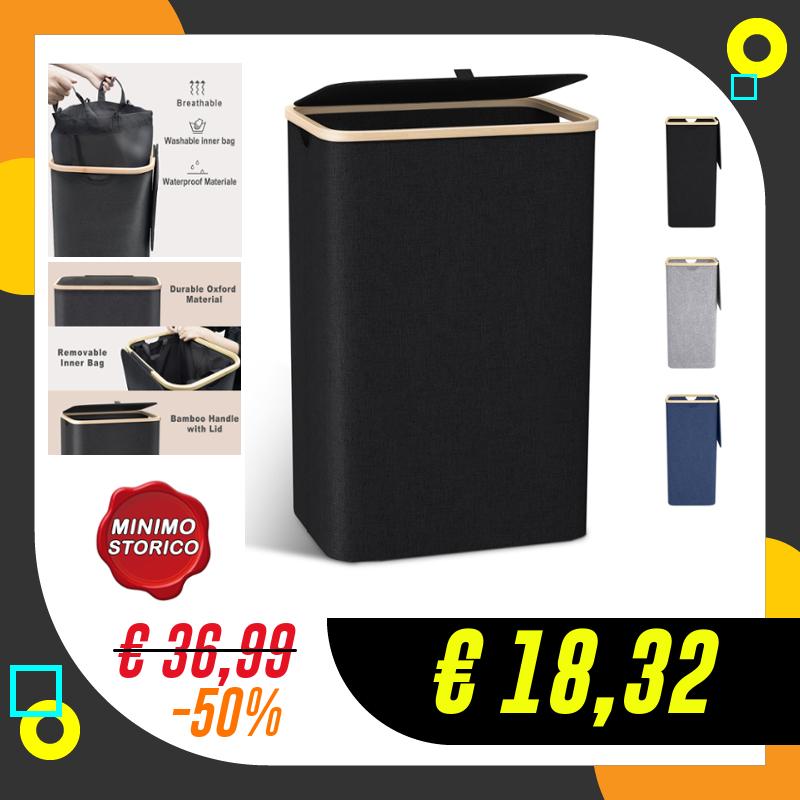 Cesto Portabiancheria Grande,con Coperchio,per Panni Sporchi XXL 100L con…