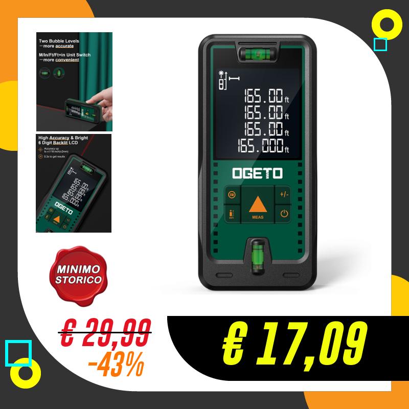 Metro Laser 50M, OGETO Misuratore di Distanza Laser IP54…
