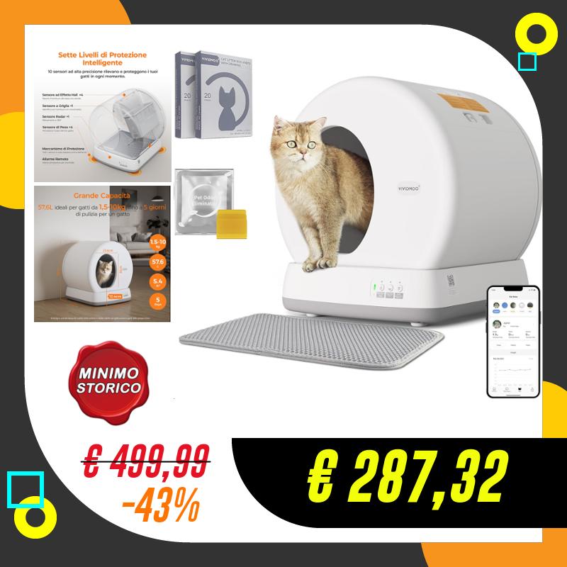 VIVIDMOO Lettiera Autopulente Per Gatti, Ultra Grande 57,6L