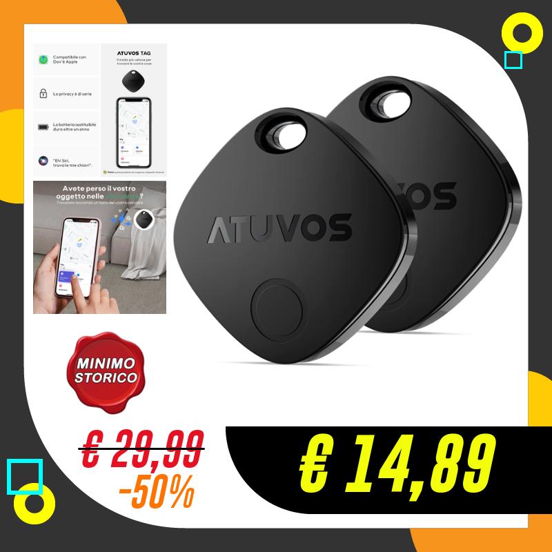 ATUVOS Smart Air Tracker Tag 2 pezzi Nero, Bluetooth…