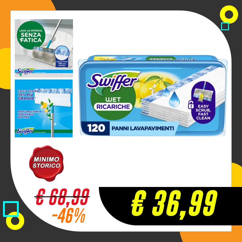 Swiffer Wet Lavapavimenti, 120 Panni Umidi