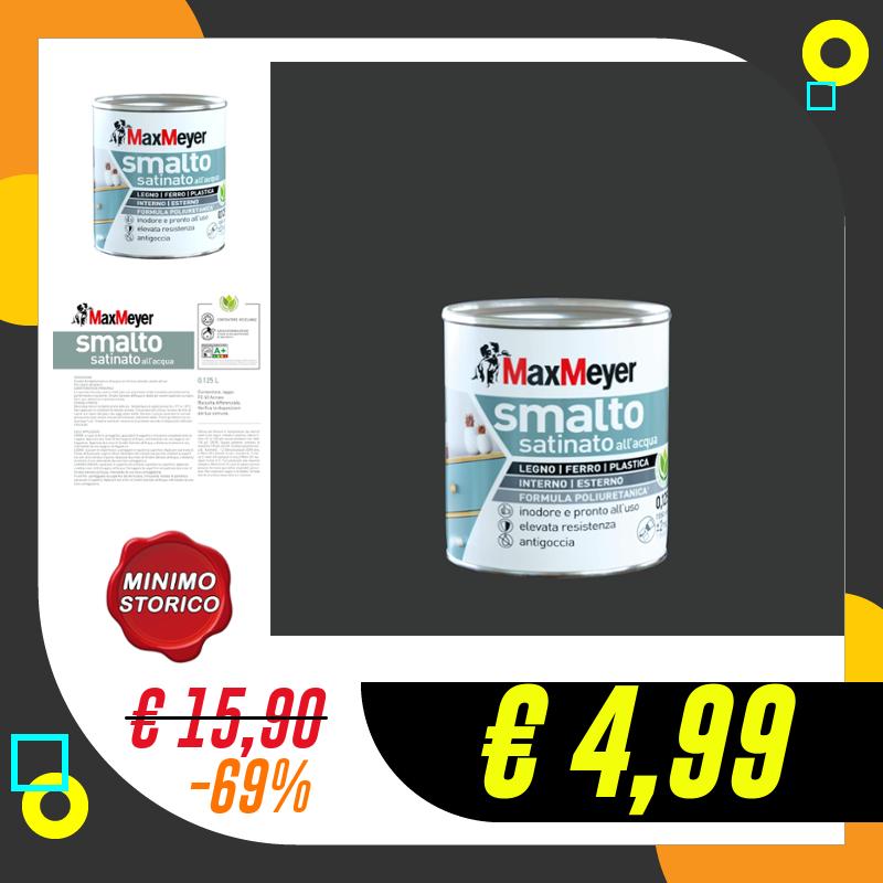 Maxmeyer Smalto All’Acqua Poliuretanico Satinato Nero 0,125 L