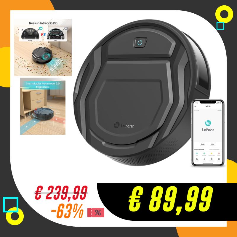 LEFANT Robot Aspirapolvere con 2200Pa, Senza Grovigli,7,6cm Ultra Sottile,Autocaricante,Wi