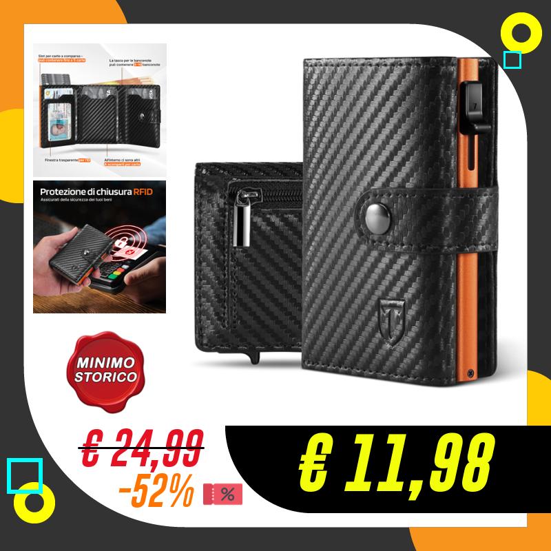 Tomylv Portafoglio Uomo Slim RFID Blocking, Fibra di Carbonio…