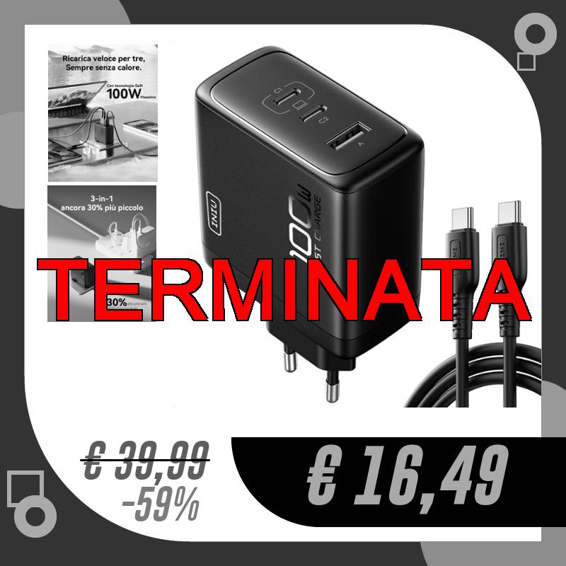 INIU 100W USB C Caricatore, GaN Ⅲ 3-Porto Presa…
