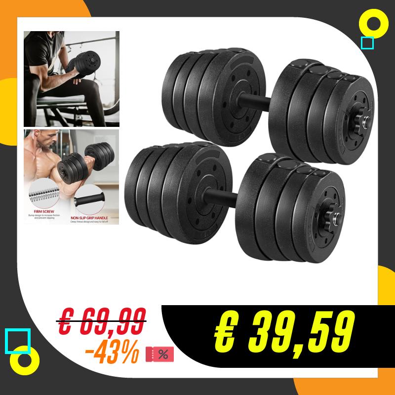 Yaheetech Set 2 Manubri Palestra Casa 16 Piastre Diversi…