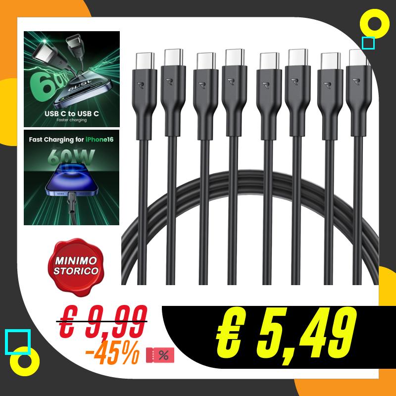 RAMPOW Cavo USB C [1M*4] 60W, Cavo USB Type-C…