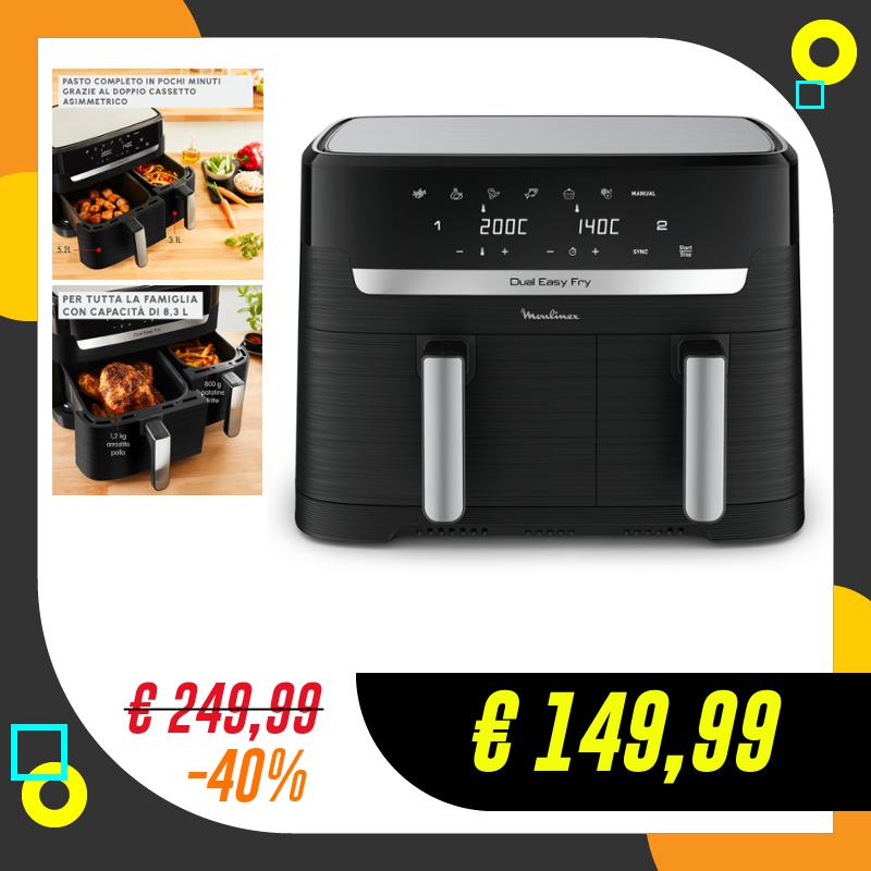 Moulinex Dual Easy Fry, Friggitrice ad Aria con Doppio…