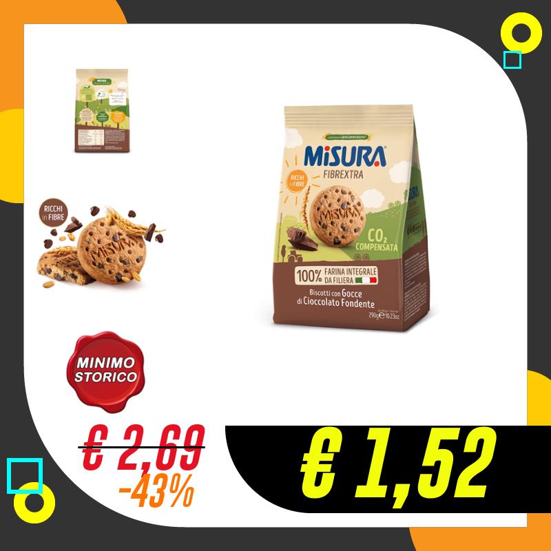 Misura Biscotti con Gocce di Cioccolato Fondente Fibrextra |…
