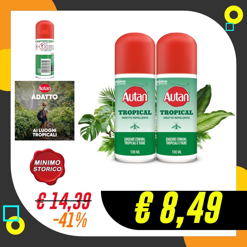 Autan Tropical Spray Secco, Spray Antizanzare Forte