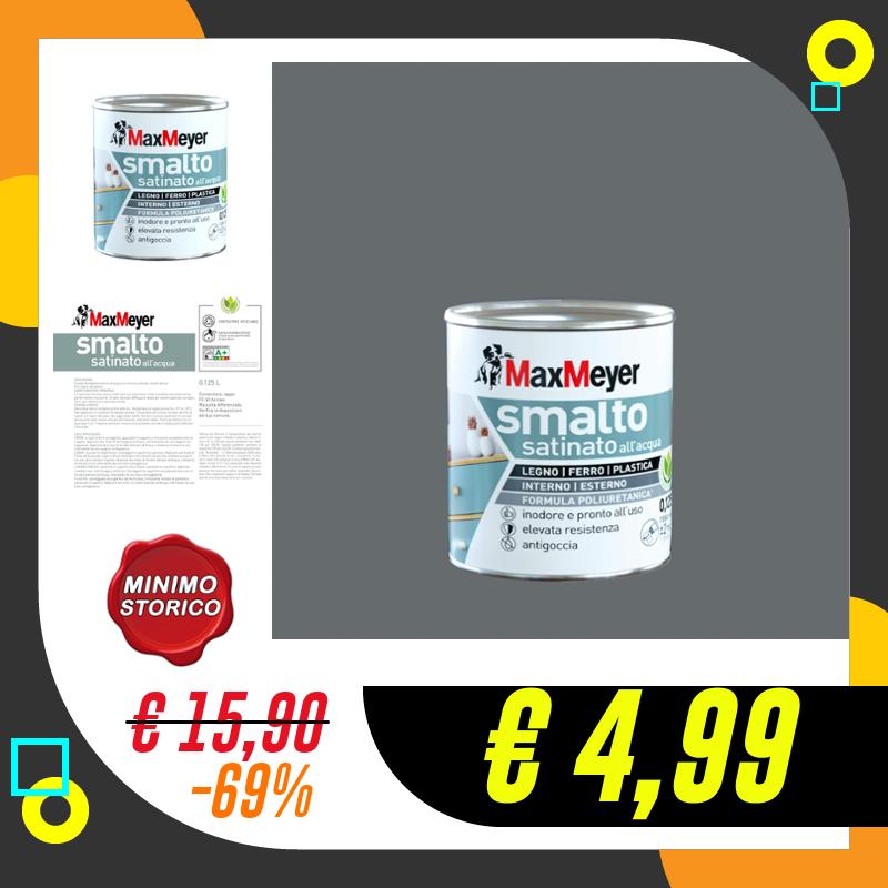 Maxmeyer Smalto All’Acqua Poliuretanico Satinato Grigio Fumo 0,125 L
