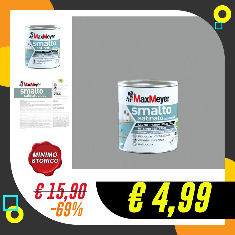 Maxmeyer Smalto All’Acqua Poliuretanico Satinato Grigio Pietra 0,125 L…