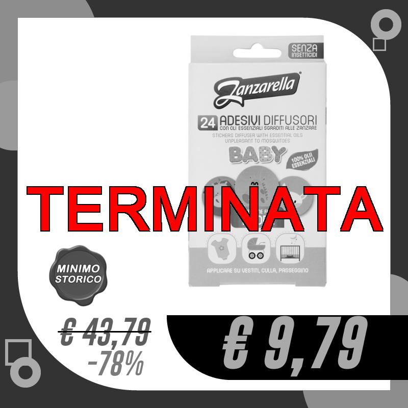 Zanzarella, 12 x 24 Adesivi Antizanzare Diffusori Baby