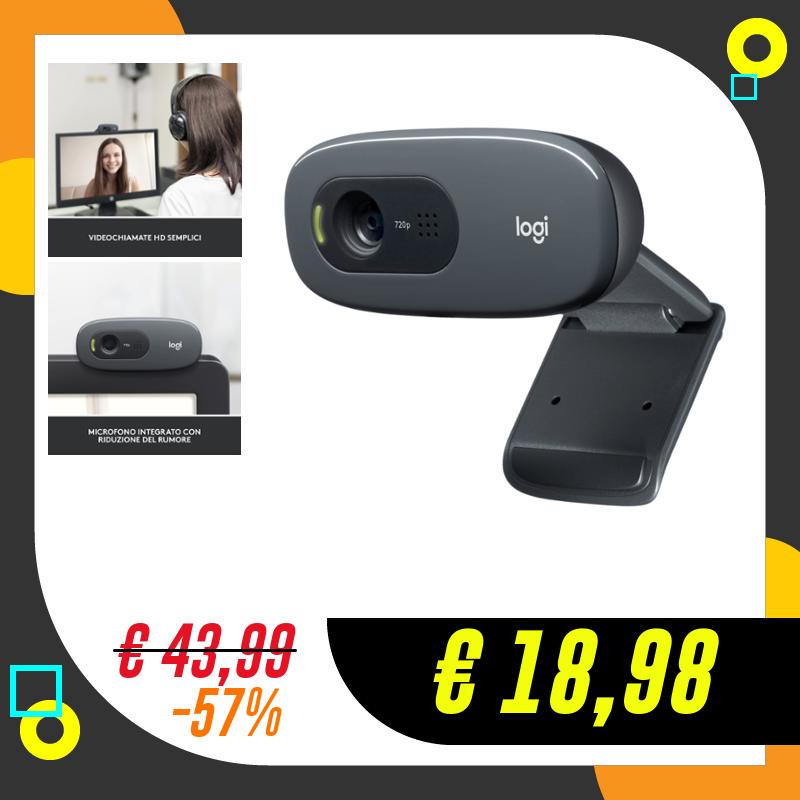 Logitech C270 Webcam HD, 720p/30fps