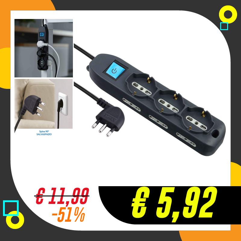Electraline 62019 Multipresa 9 Posti 3 Polivalenti Schuko 10/16A…