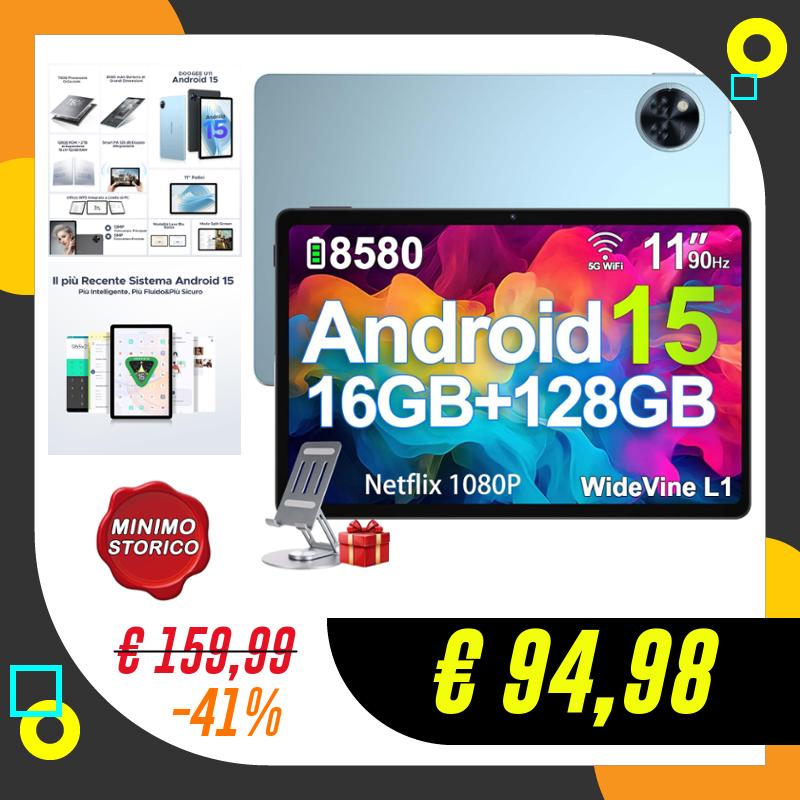 DOOGEE U11 Tablet Android 15 Ultimo, 11 Pollici IPS