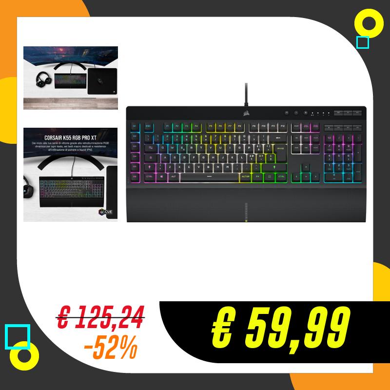 Corsair K55 RGB PRO XT Tastiera da Gioco Cablata…