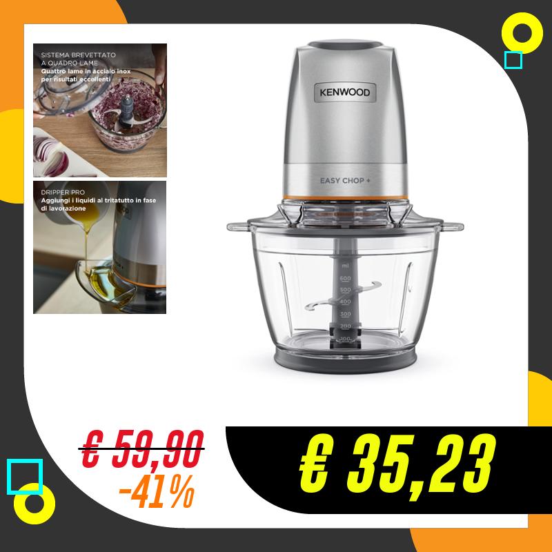 Kenwood EasyChop+ CHP62.400SI, Tritatutto con Sistema di Lame Quad…