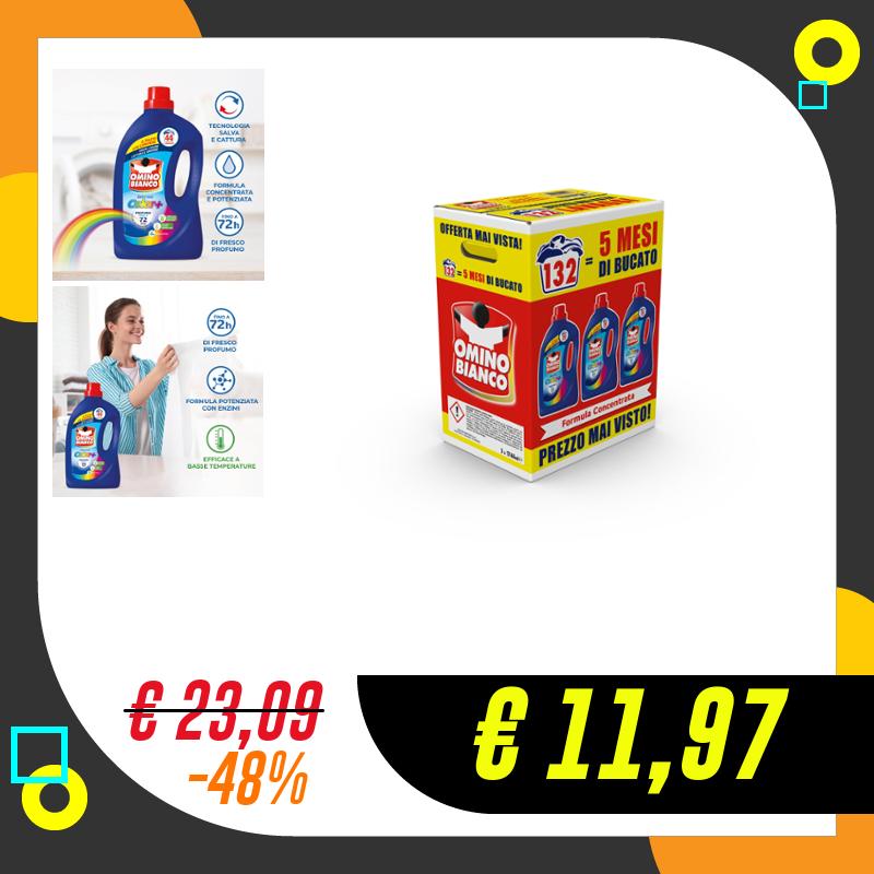 Omino Bianco – Detersivo Lavatrice Liquido Color+, 132 Lavaggi