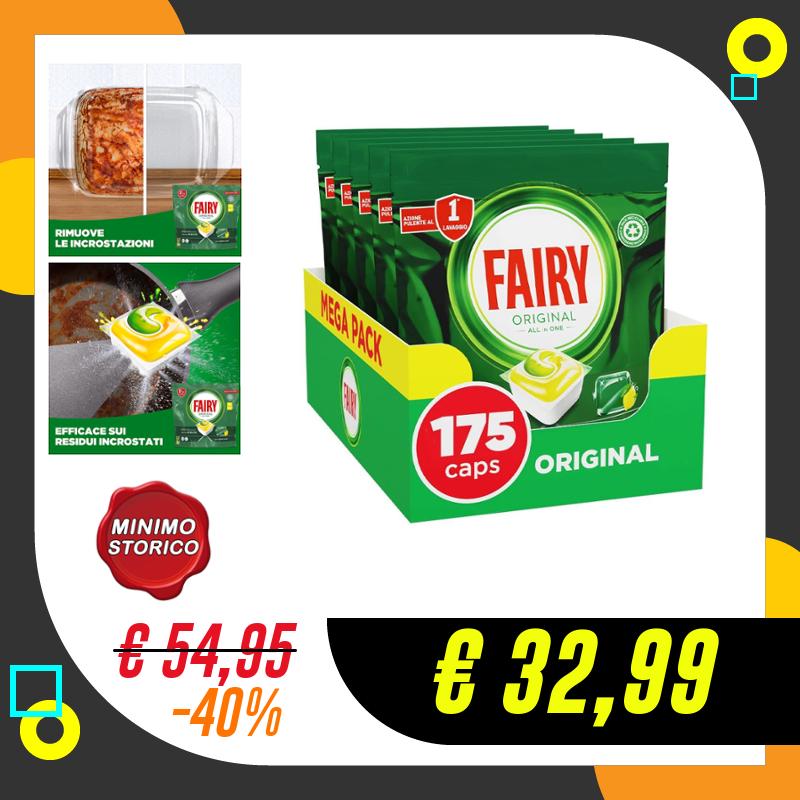 Fairy Detersivo Pastiglie Lavastoviglie Brillantante, 175 Capsule Lavastoviglie