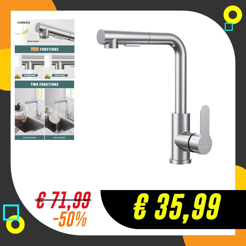 HURRAN Rubinetto Lavello Cucina con Doccetta Estraibile, Rubinetto Cucina…