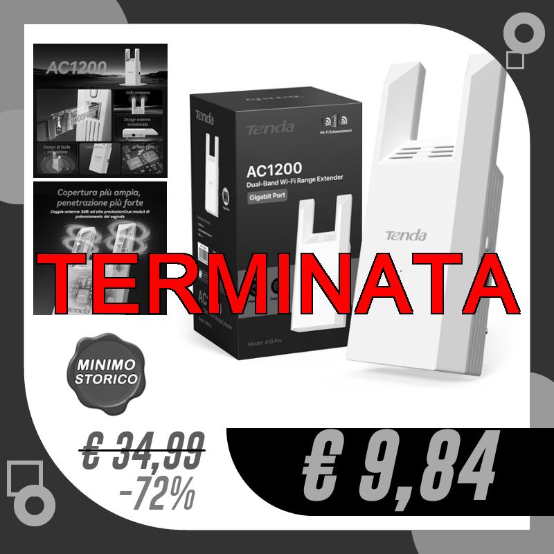 Tenda A18 Pro Ripetitore Wi-Fi Dual Band AC1200 Mbps,…