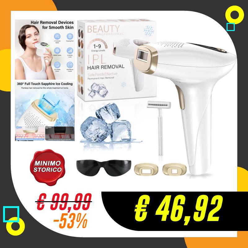 Epilatore Luce Pulsata IPL con Raffreddamento, 600-1200nm Lunghezza D’onda