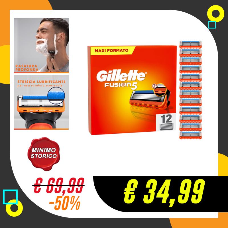 Gillette Fusion5 12 Lamette di Ricambio per Rasoio, Con…