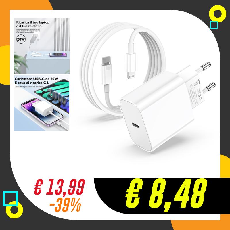 Caricatore for iPhone 14/14 Pro/14 Pro Max/14 Plus/13/12/11/XS/XR/X/SE,USB C…
