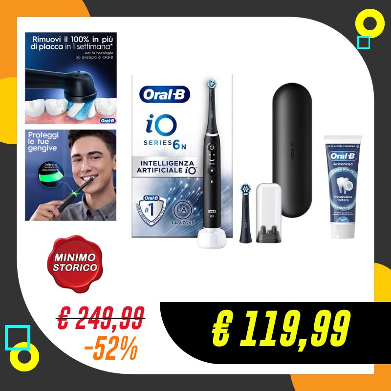 Oral-B Spazzolino Elettrico Ricaricabile iO 6N Nero, 1 Spazzolino…
