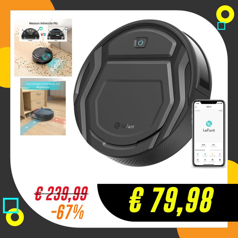 LEFANT Robot Aspirapolvere con 2200Pa, Senza Grovigli,7,6cm Ultra Sottile,Autocaricante,Wi