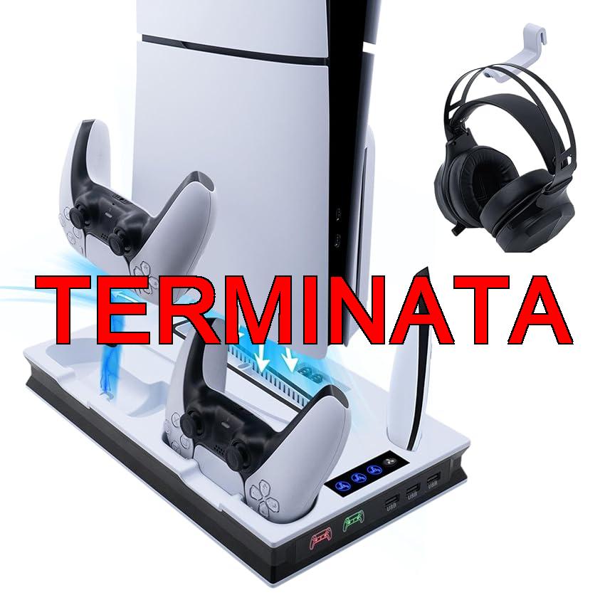 Wigearss Supporto Verticale di Raffreddamento PS5 con Doppio Controller di Caricatore